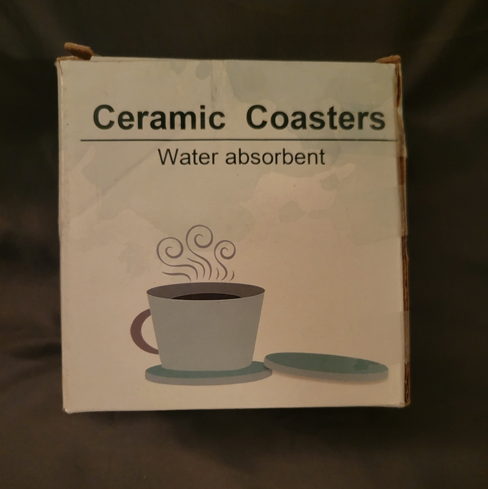 Water absorbent stone coaster set